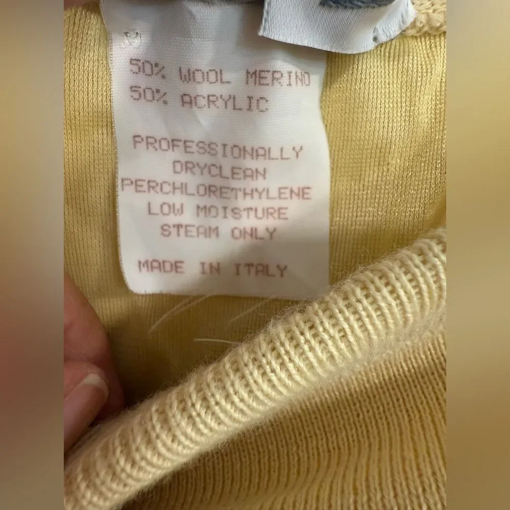 Vintage Gispa Italy Merino Wool Pencil Skirt Butter Yellow Approx Size 2